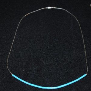 15" (40cm.) Sterling silver and turquoise necklace.